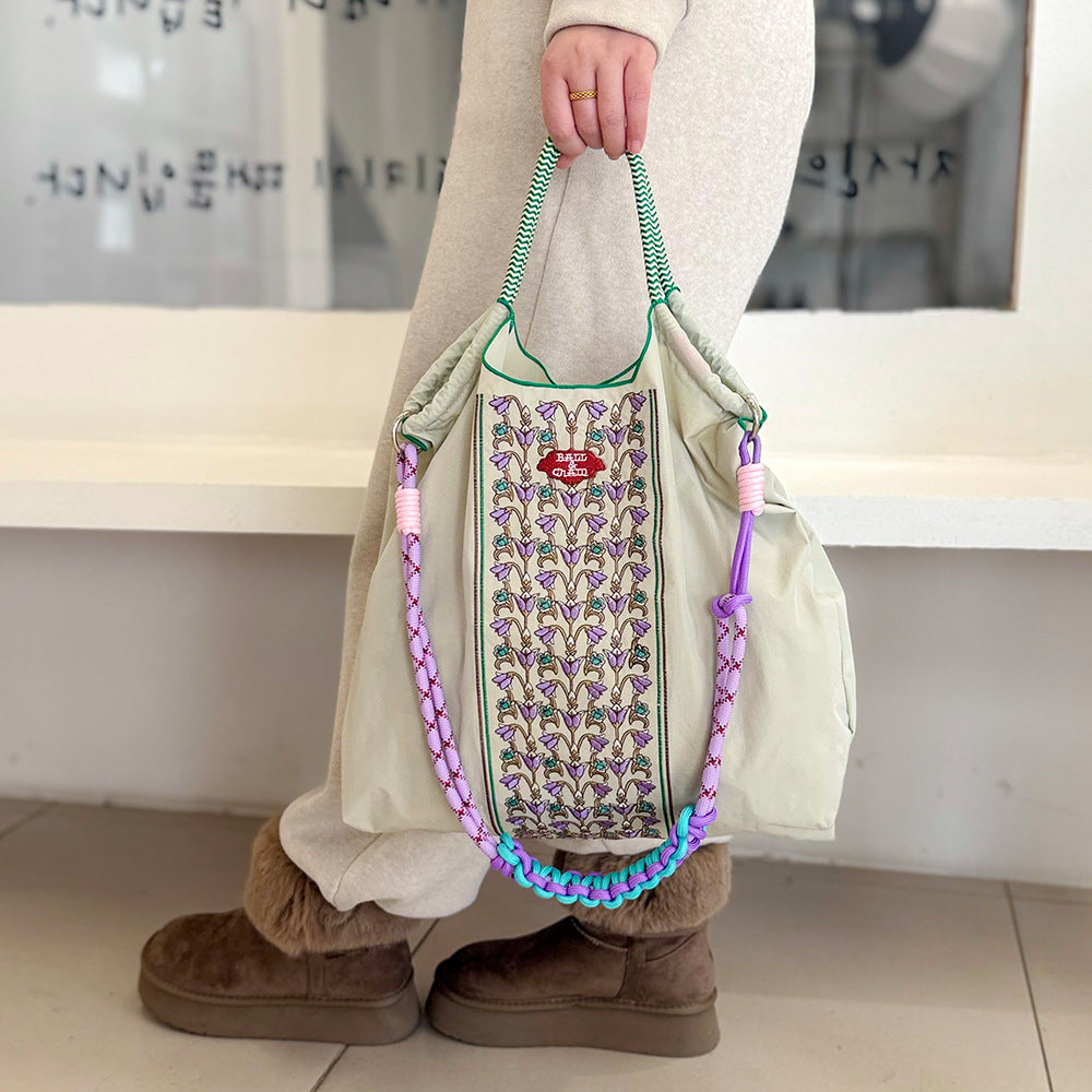 Thousand Needle Environmental Protection Waterproof Nylon Embroidery Fashion Large Capacity Women's Handbag