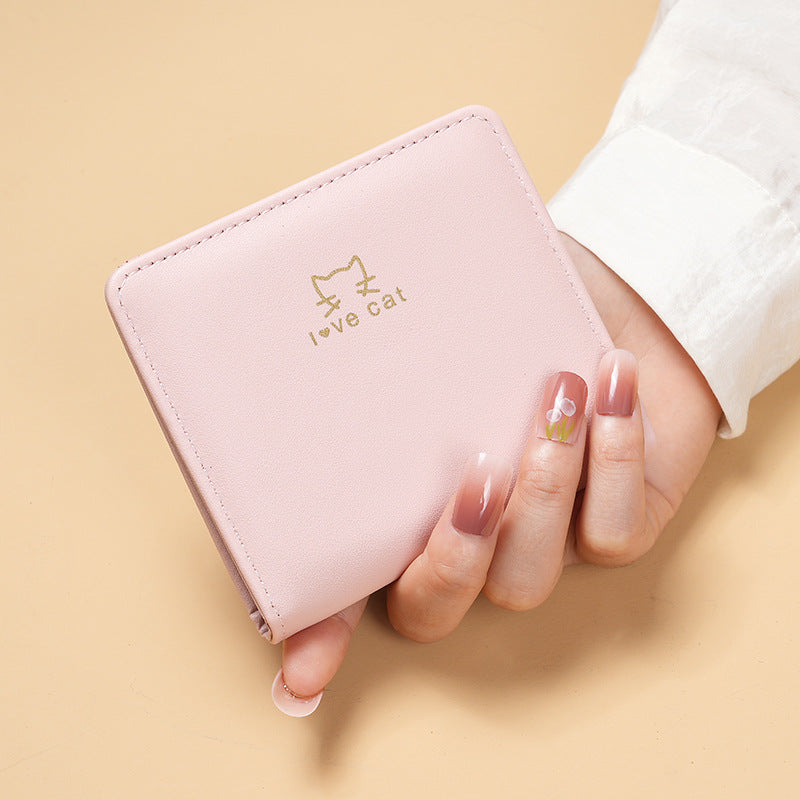 Women's Short Cute Fresh Female Two Fold Ladies Wallet