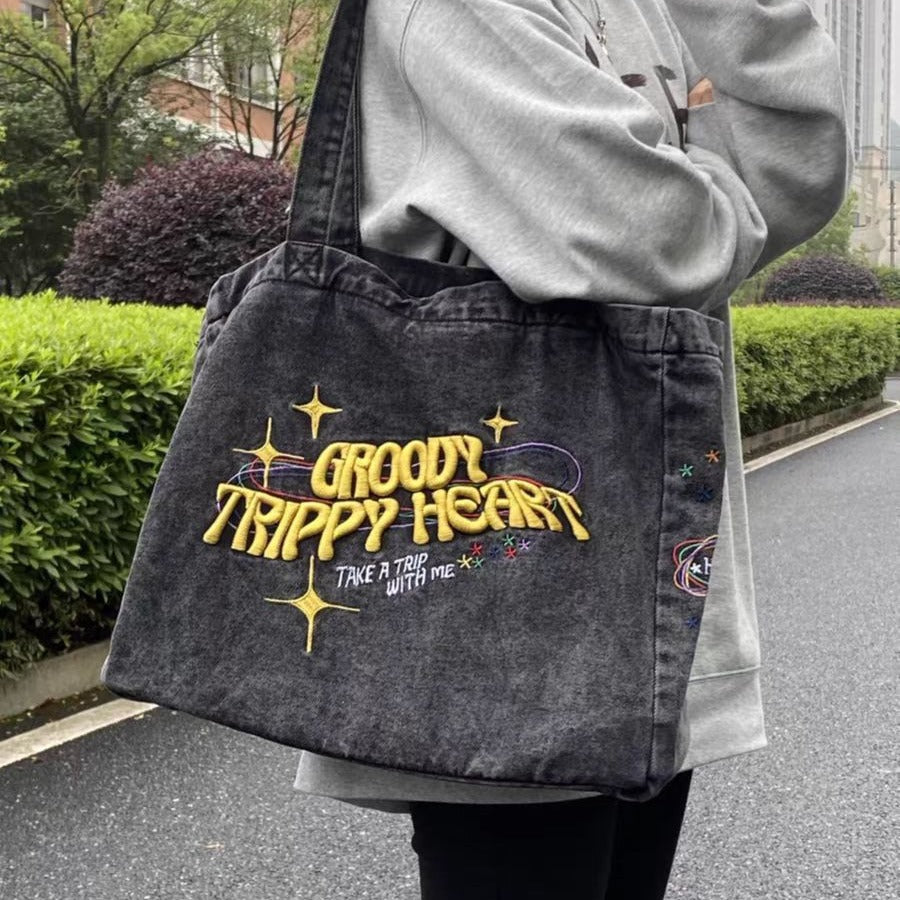 Vintage Jean Thailand Surrogate Shopping Denim Smoky Shoulder Bags