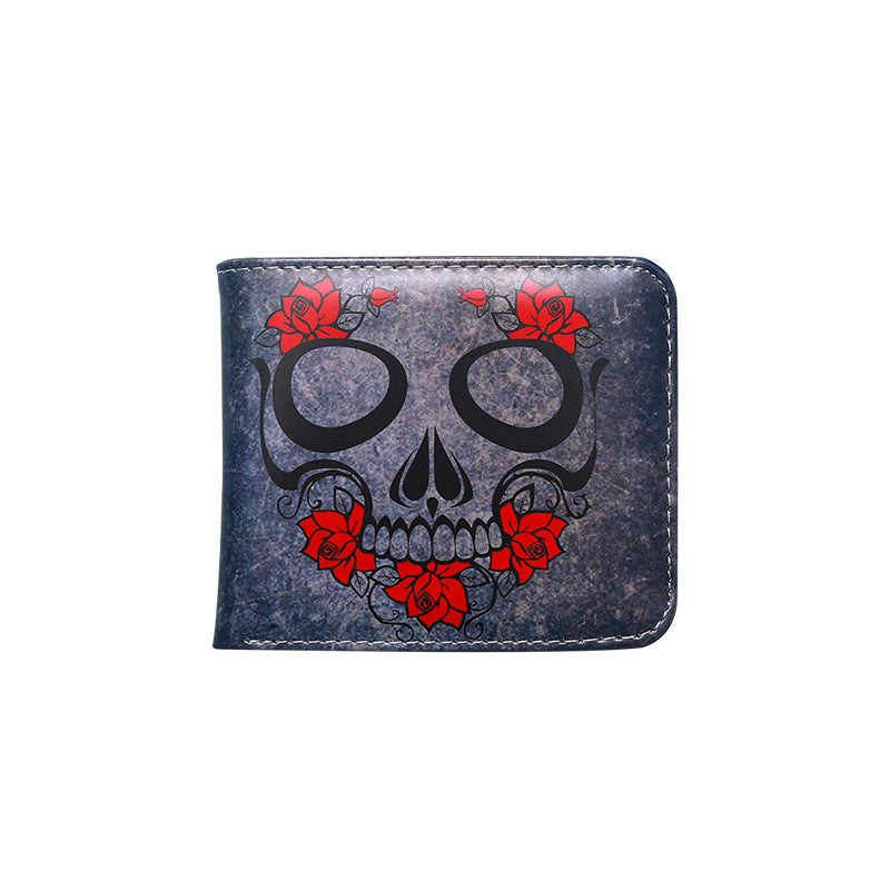 Men's Simple Short Skull Lady's Vintage Printed Purses