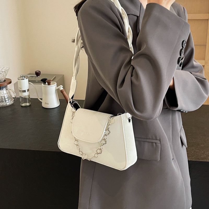Women's Solid Color Fashion Texture Simple Western Style Korean Flower Small Square Bags