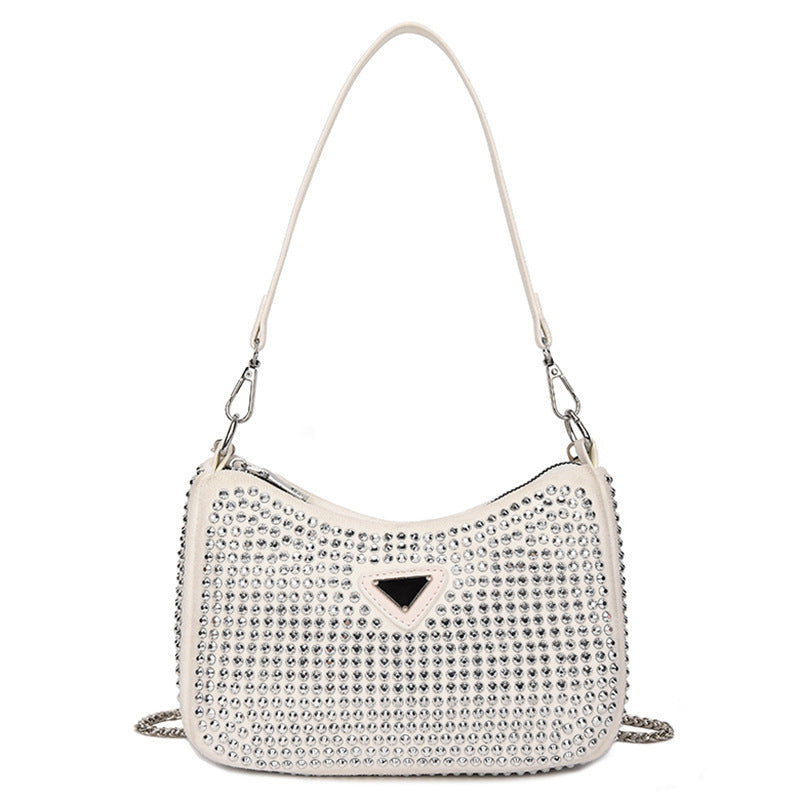 Women's Diamond Fashion Underarm Texture Chain Leisure Bags