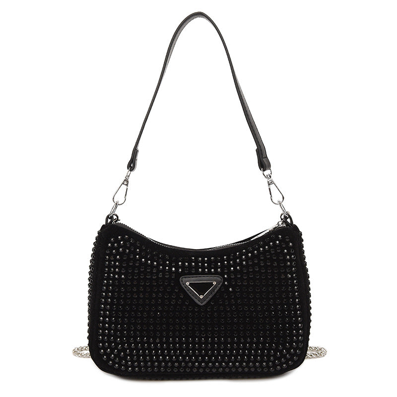Women's Diamond Fashion Underarm Texture Chain Leisure Bags