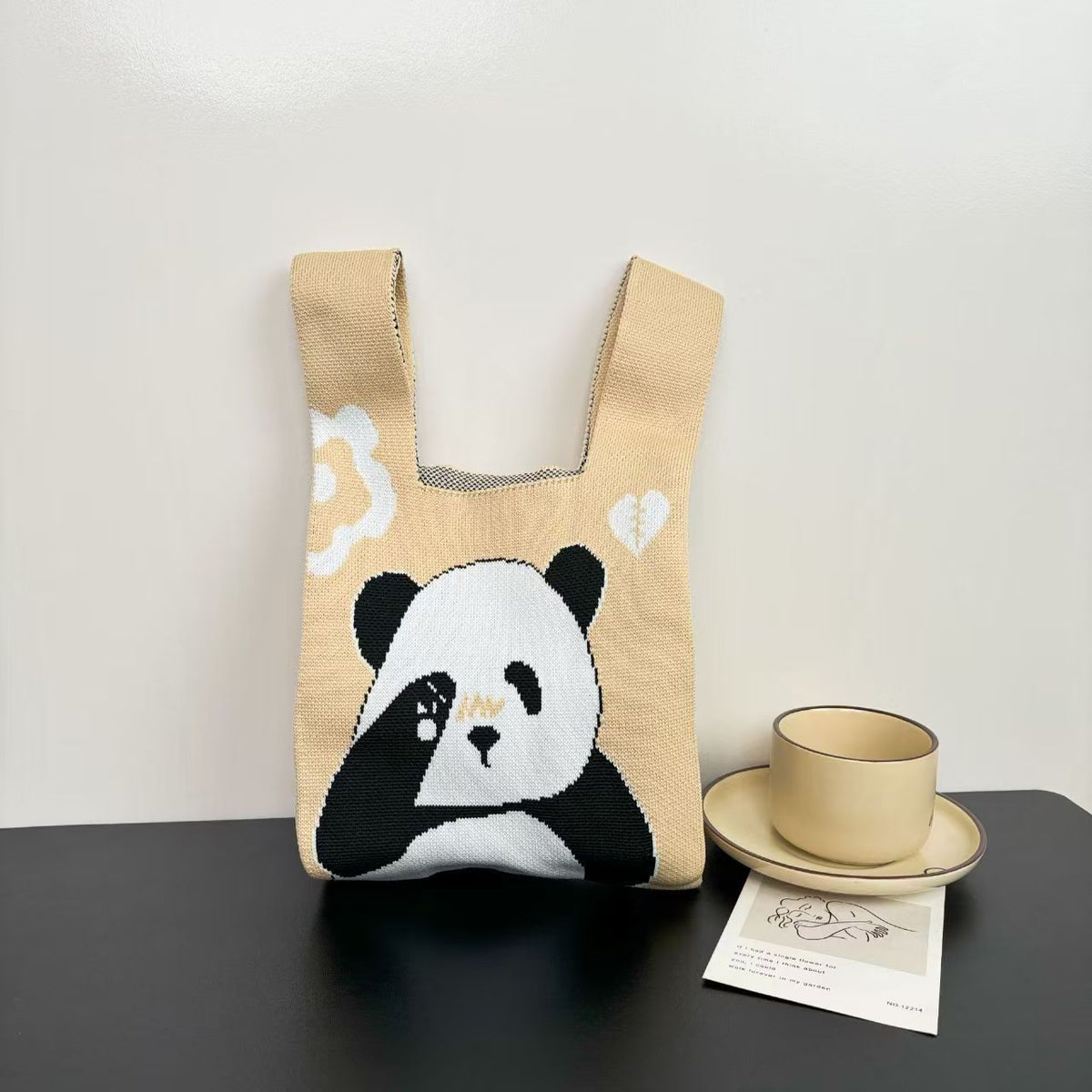 Women's Cute Panda Knitted Gift Niche High-grade Women's Handbag