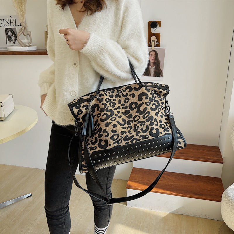 Women's Female Fashion Korean Trend Leopard Print Handbags