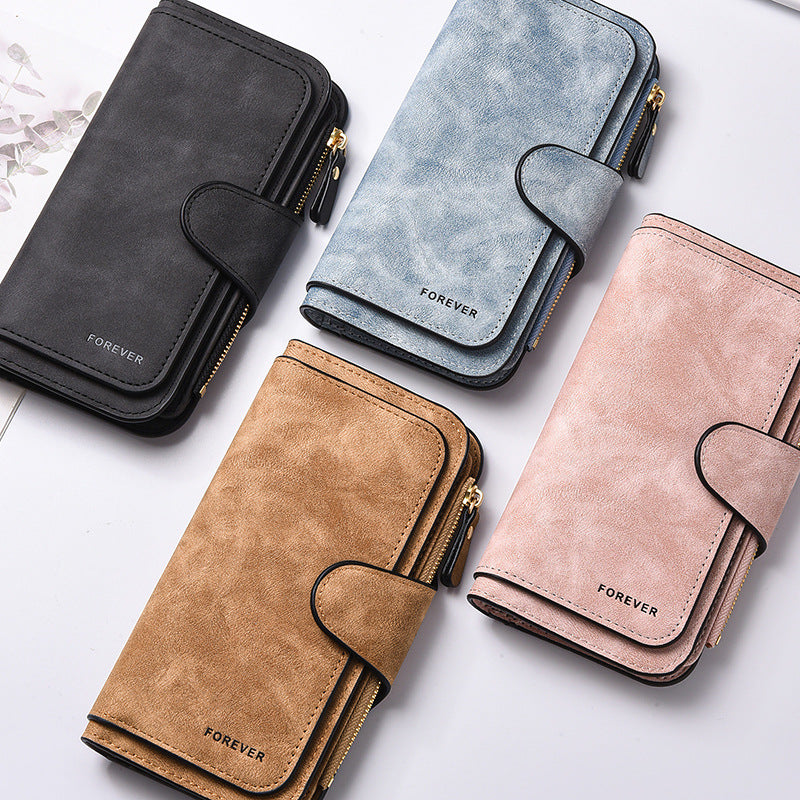 Women's Fashion Long Leather Hidden Hook Retro Ladies Wallet
