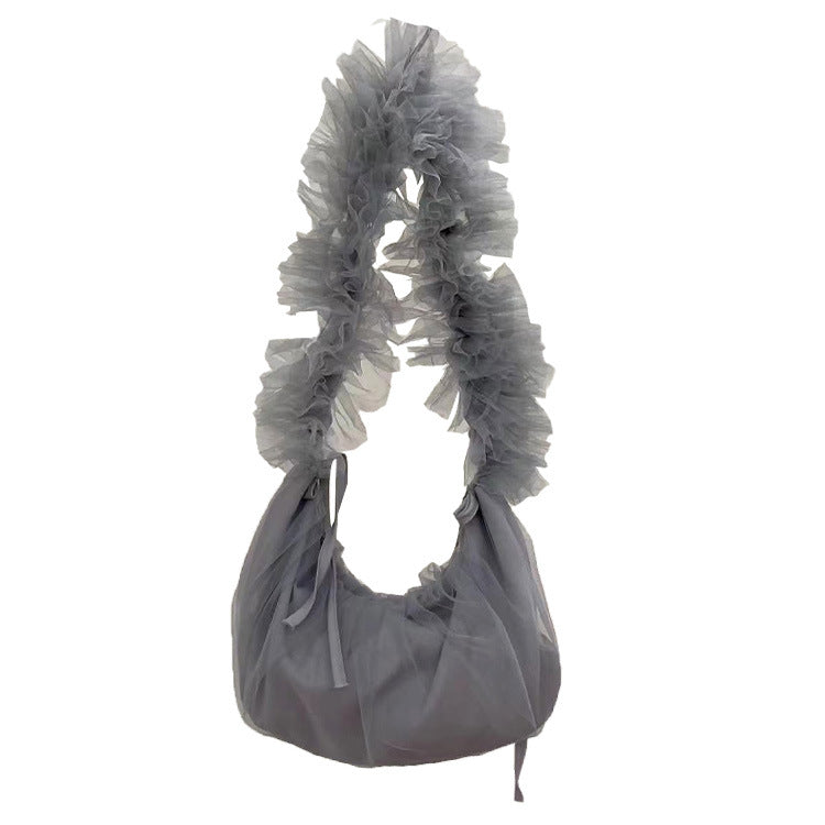 Portable Drawstring Design Sweet Lotus Leaf Crossbody Bags