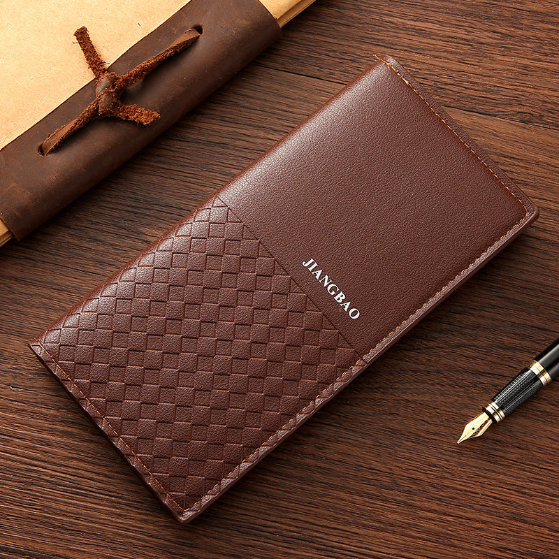 Men's Long Hot Korean Style Plaid Trendy Men's Wallet