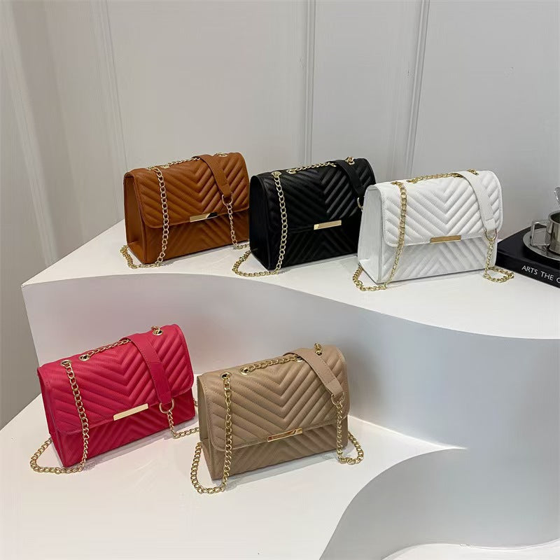Indentation Diamond Quilted Fashion Simple Autumn Retro Textured Women's Shoulder Bag
