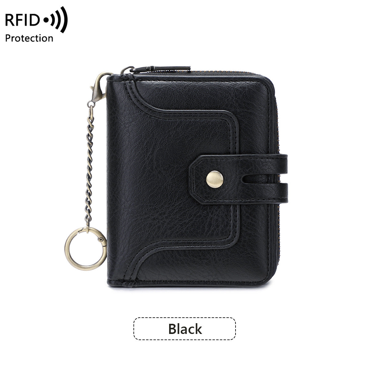 Women's Swiping Chain Printing Color Contrast Short Ladies Wallet