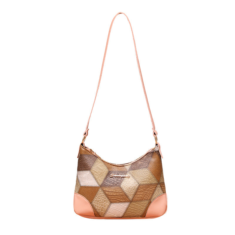 Women's Contrast Color Underarm Trendy Patchwork Retro Women's Shoulder Bag