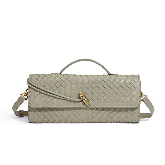 Women's Niche Woven Baguette Fashion Horizontal Clutch Handbags