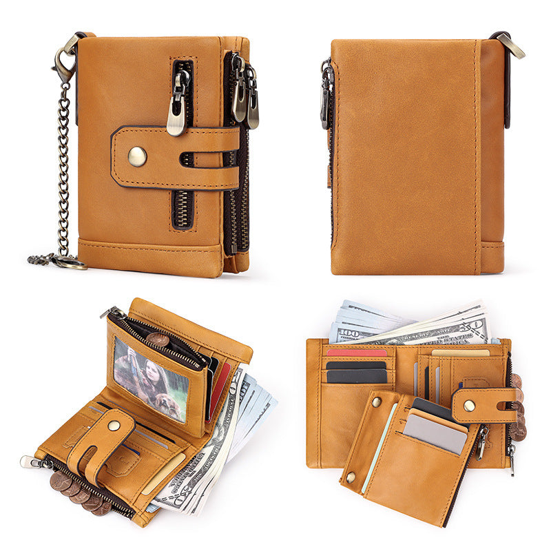 Short Leather First Layer Cowhide Usd Men's Wallets