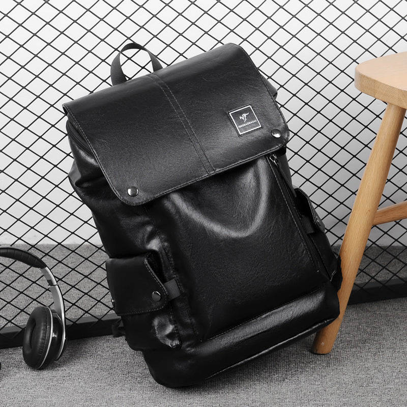 Men's Business Trendy College Leather Computer Backpacks