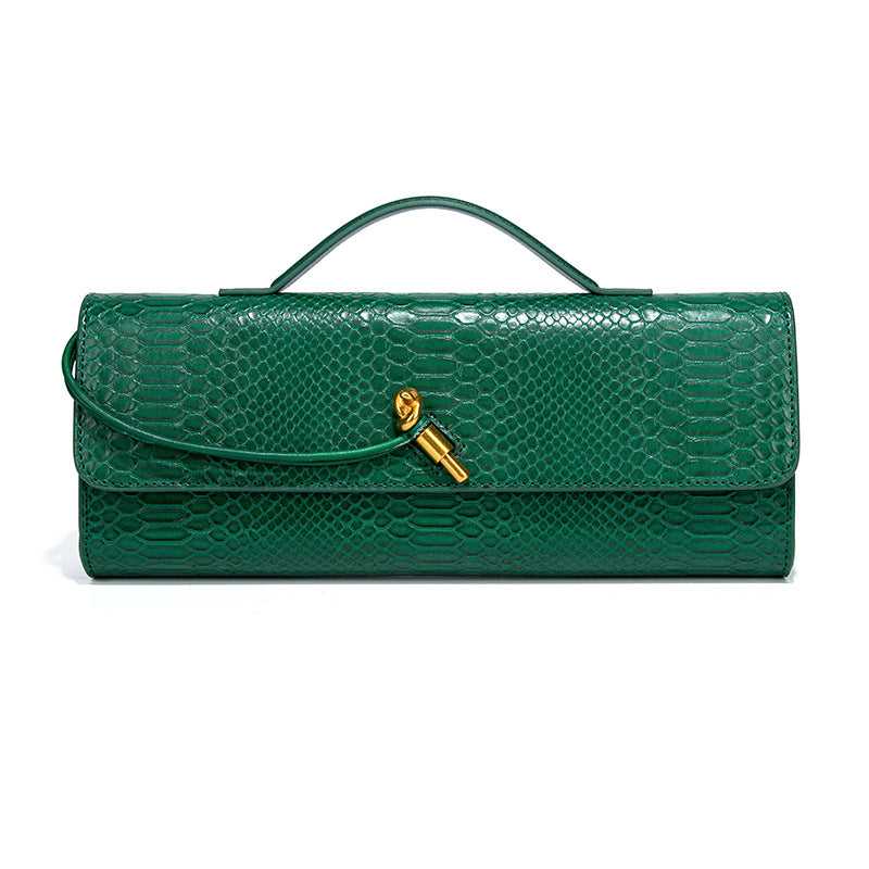 Crocodile Pattern Snake Clutch File Horizontal Crossbody Bags