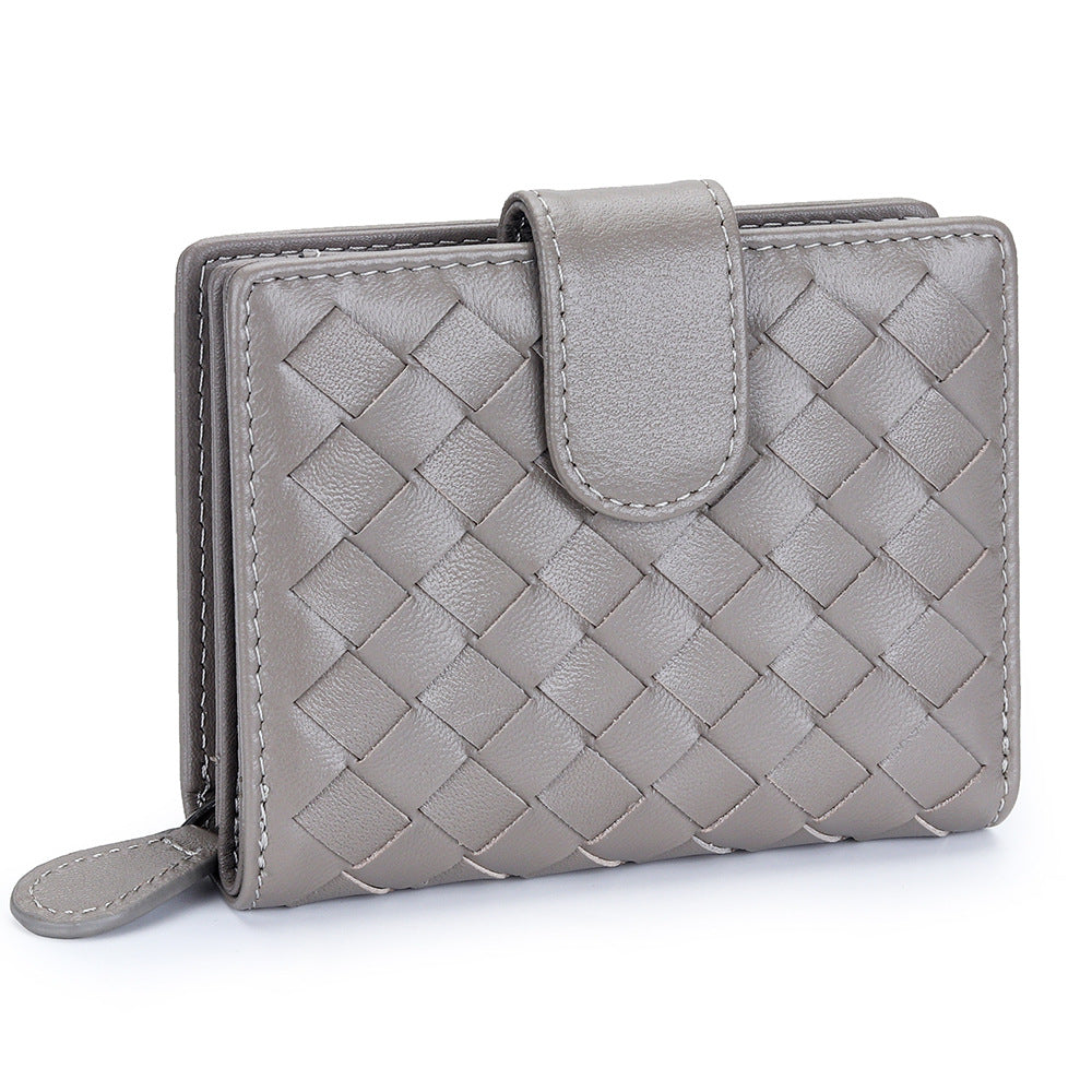 Leather Weave Unisex Multiple Slots One Ladies Wallets