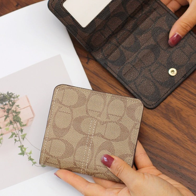 Women's Short Classic Printing Exquisite Thin Folding Multi Ladies Wallet