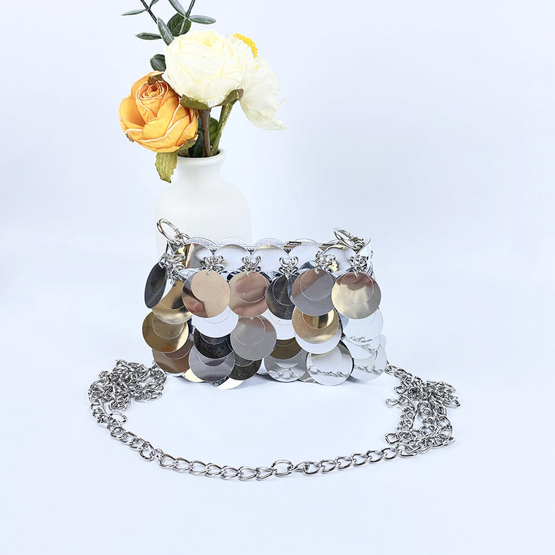 Women's Fashion Design Unique Dinner Sequined Metal Shoulder Bags