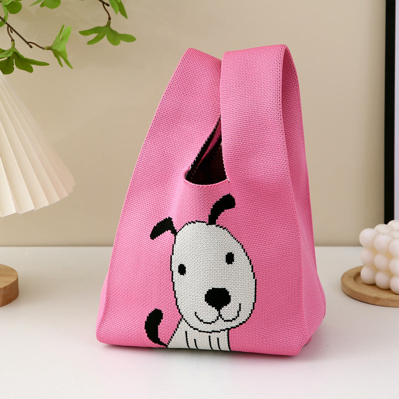 Women's Cartoon Puppy Knitted Vest Hand Gift Bags