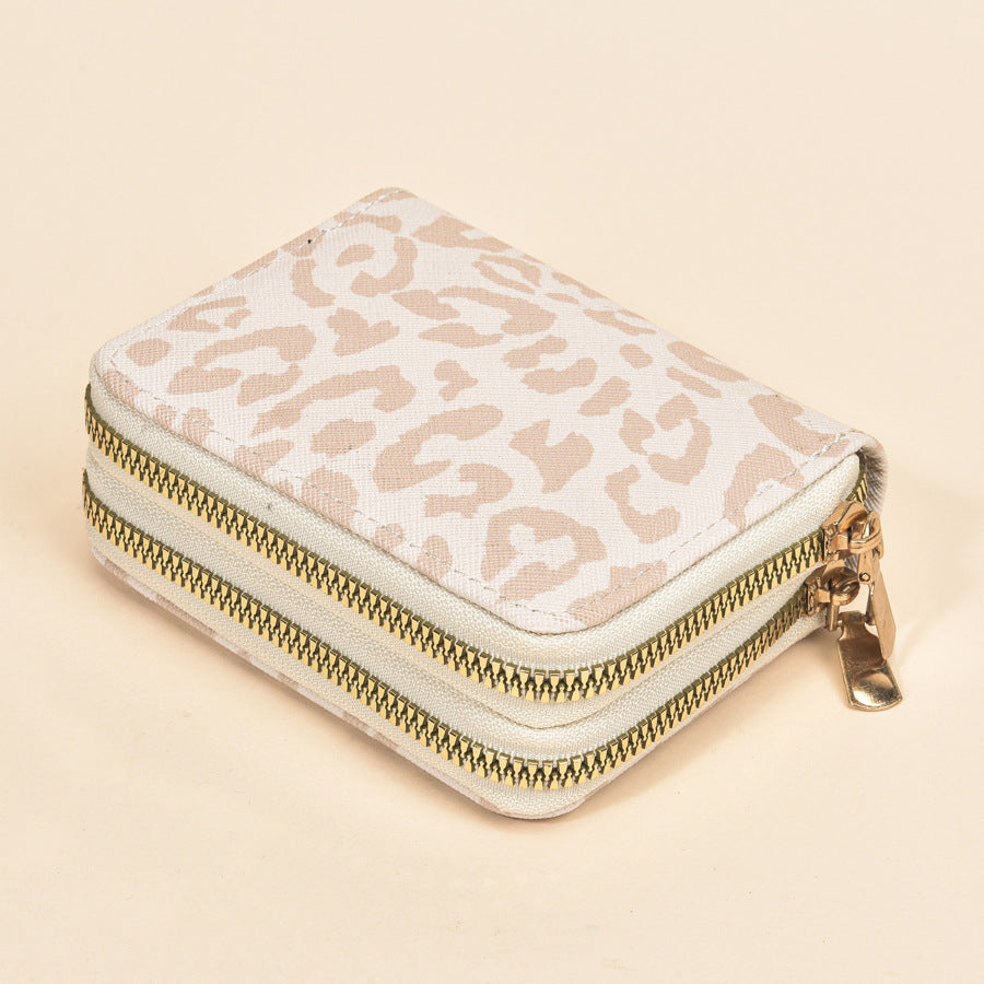 Leopard Print Short Double Zipper Expanding Female Temperament Ladies Wallet