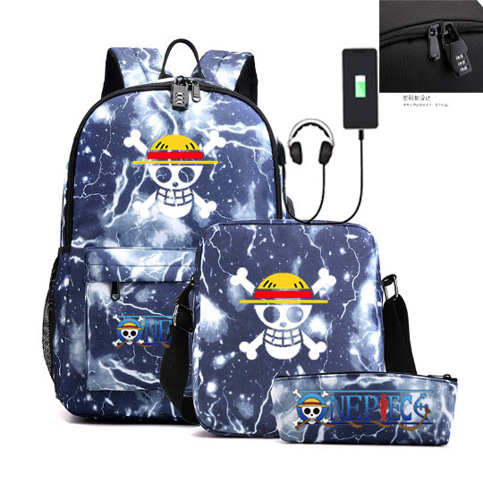Women's & Men's & Cartoon One Piece Password Pencil Middle School Students' Schoolbags