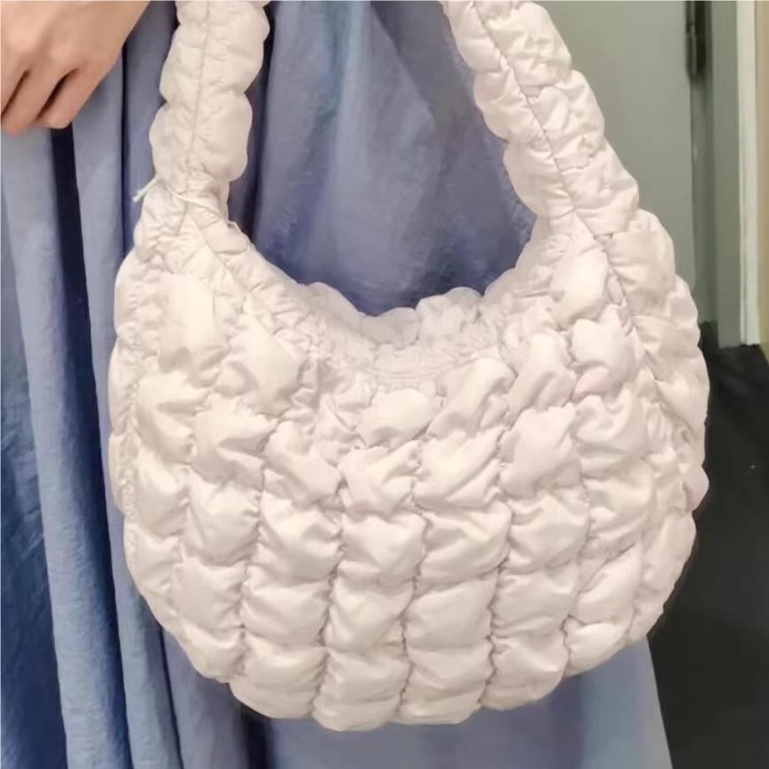 Women's Pleated Cloud Niche Plaid Bubble Down Shoulder Bags
