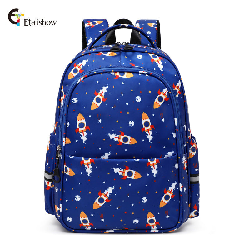 Male One Two Three Level Spacecraft Rocket Elementary School Students' Schoolbags