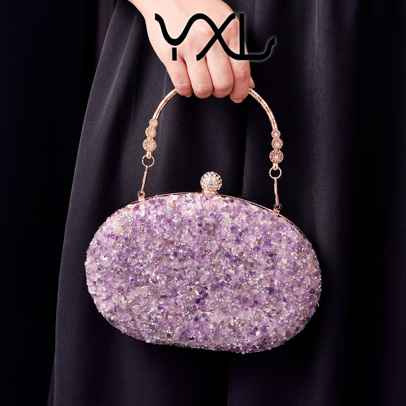 Unique Glamorous Diamond Round Clutch Banquet Evening Bags