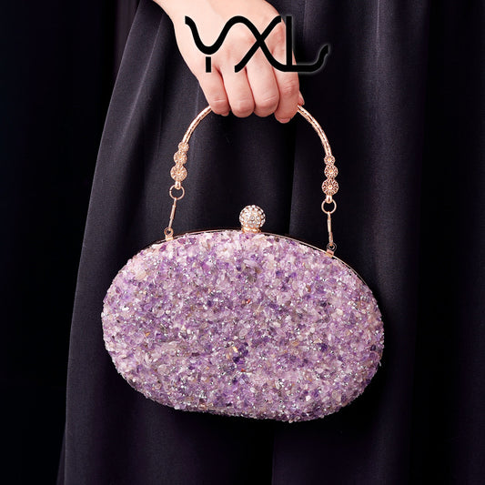 Unique Glamorous Diamond Round Clutch Banquet Evening Bags