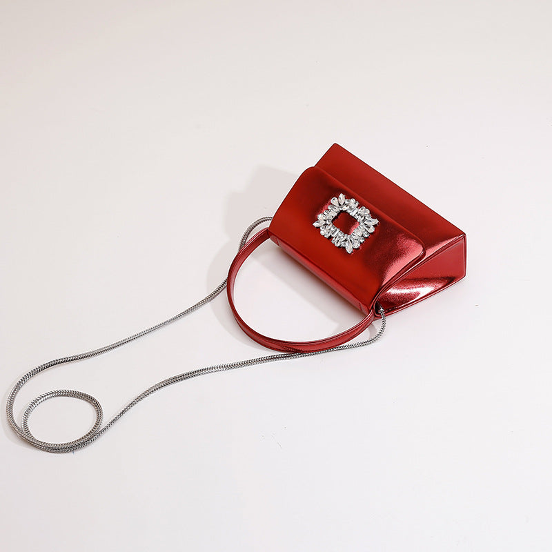 Trendy Slouchy Exquisite Rhinestone Portable Fashion Small Square Bags