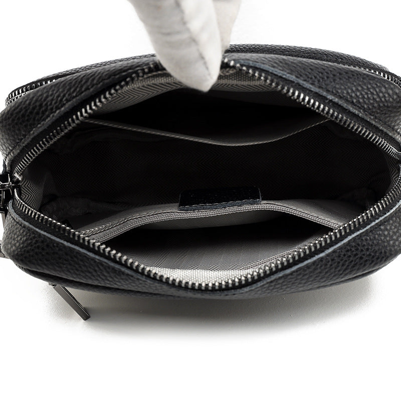 Women's & Men's Black Trendy Autumn Cowhide Solid Color Crossbody Bags