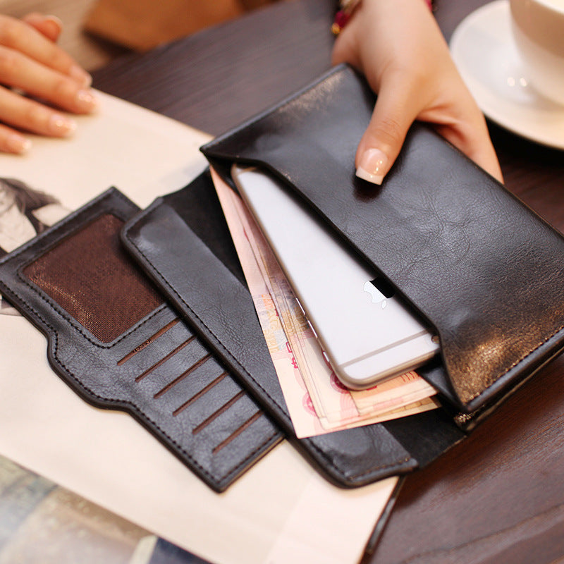 Women's Fashion Long Business Cowhide Thin Simple Ladies Wallet