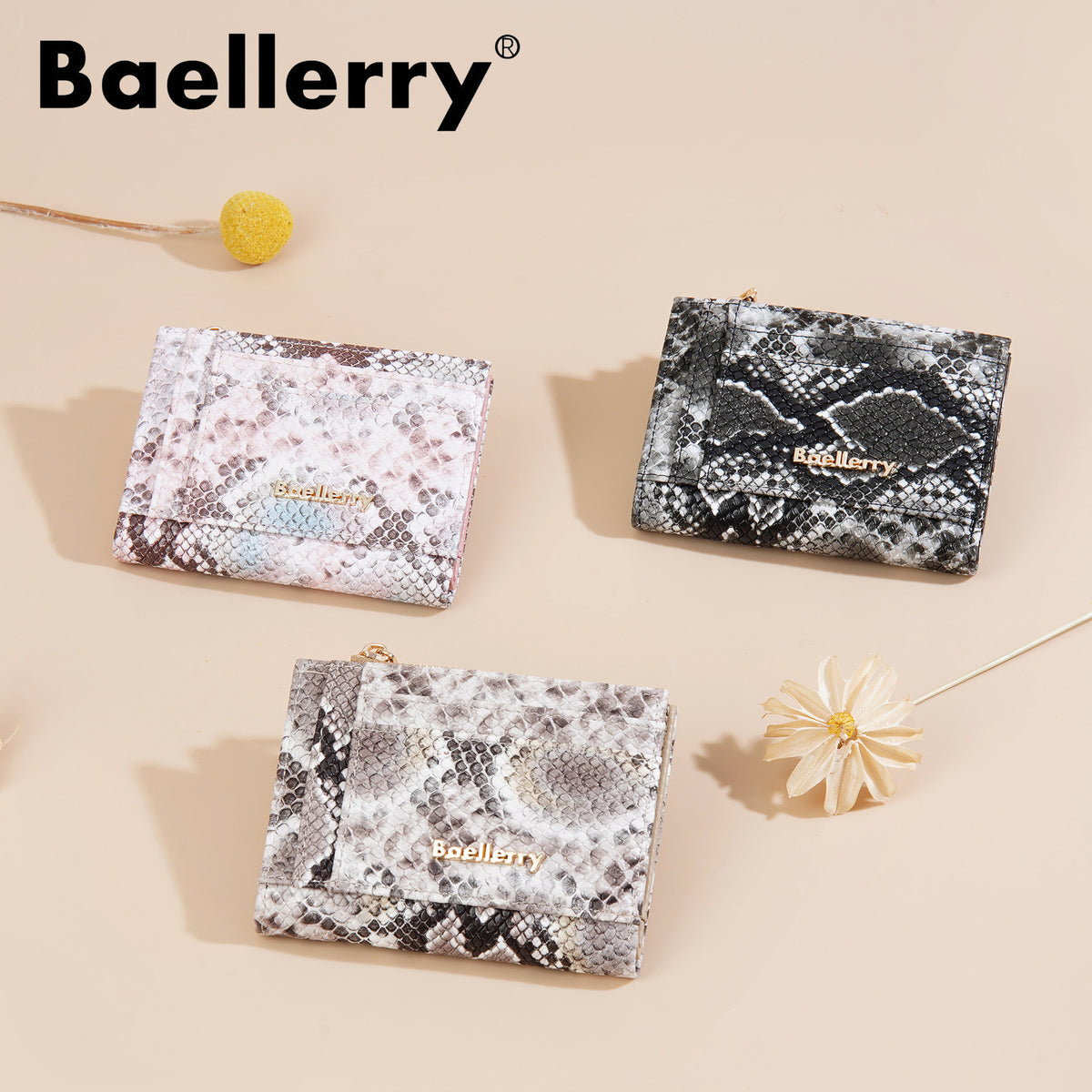 Women's High-grade Snake Pattern Multiple Slots Zipper Ladies Wallet
