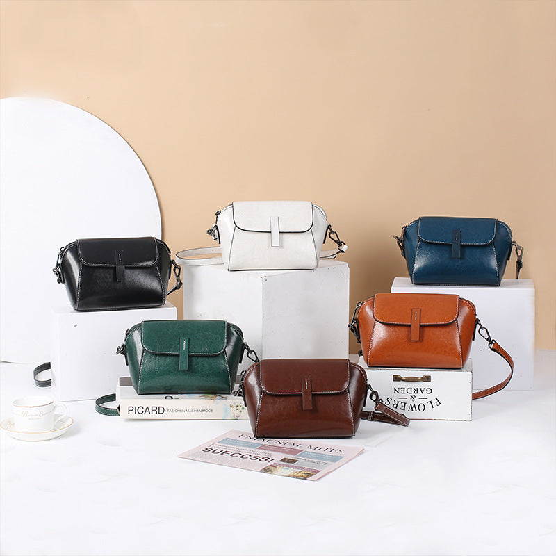 Women's Cowhide Fashionable Shell Niche Genuine Crossbody Bags