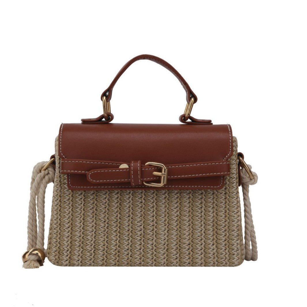 Women's Style Straw Woven Fashionable Box Western Beach Women's Shoulder Bag