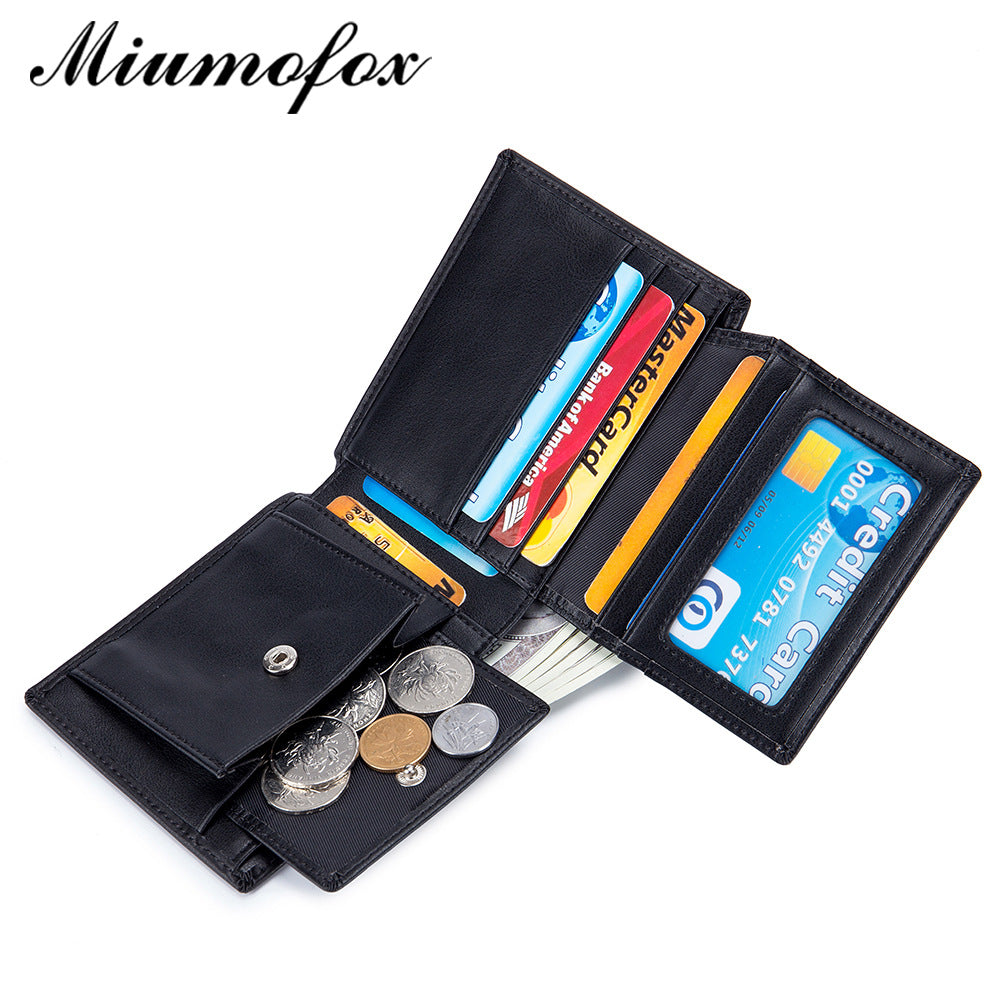 Durable Men's Genuine Leather Short Three-fold Men's Wallets