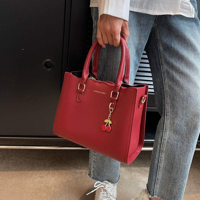 Lady Hand-held Commute Minimalist Temperament Red Bags
