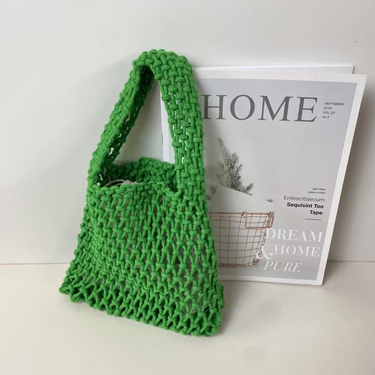 Color Straw Mini Korean Wrist Woven Classic Style Women's Handbag