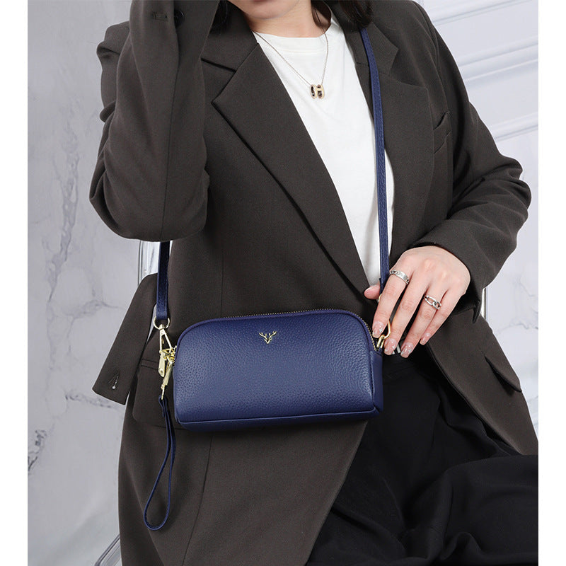 Women's Leather Fashion Cattlehide One Big Litchi Crossbody Bags