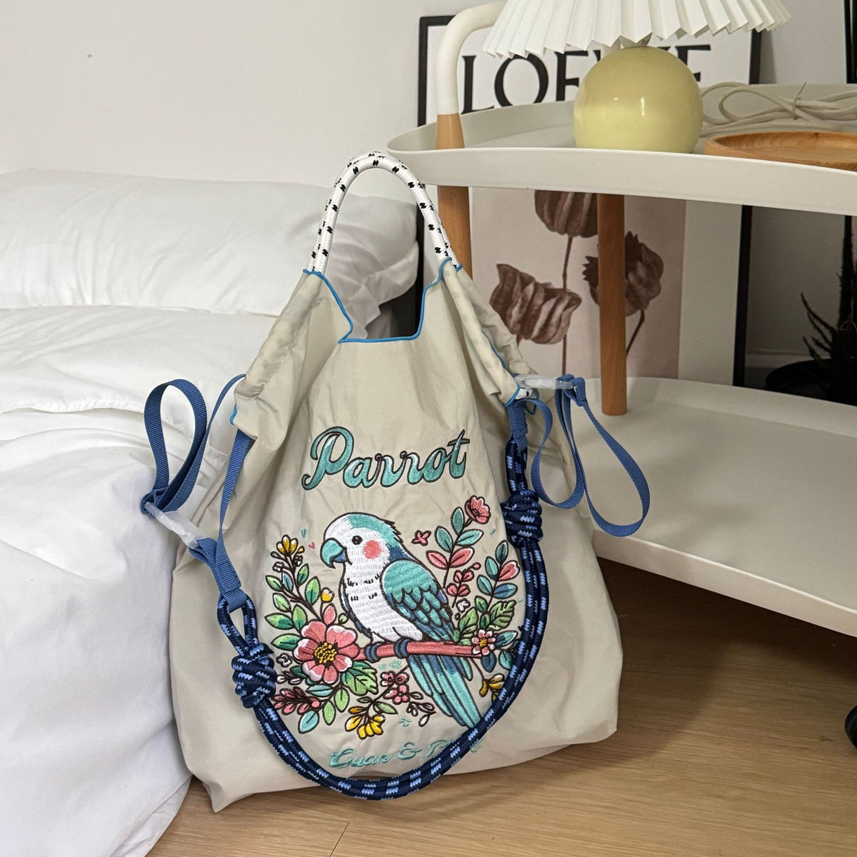 Women's Nylon Embroidered Fashion Niche Large Capacity One Women's Shoulder Bag