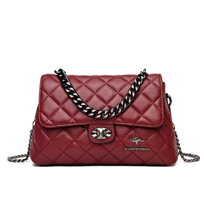 Women's Attractive Fashion Rhombus Embroidery Line Shoulder Bags