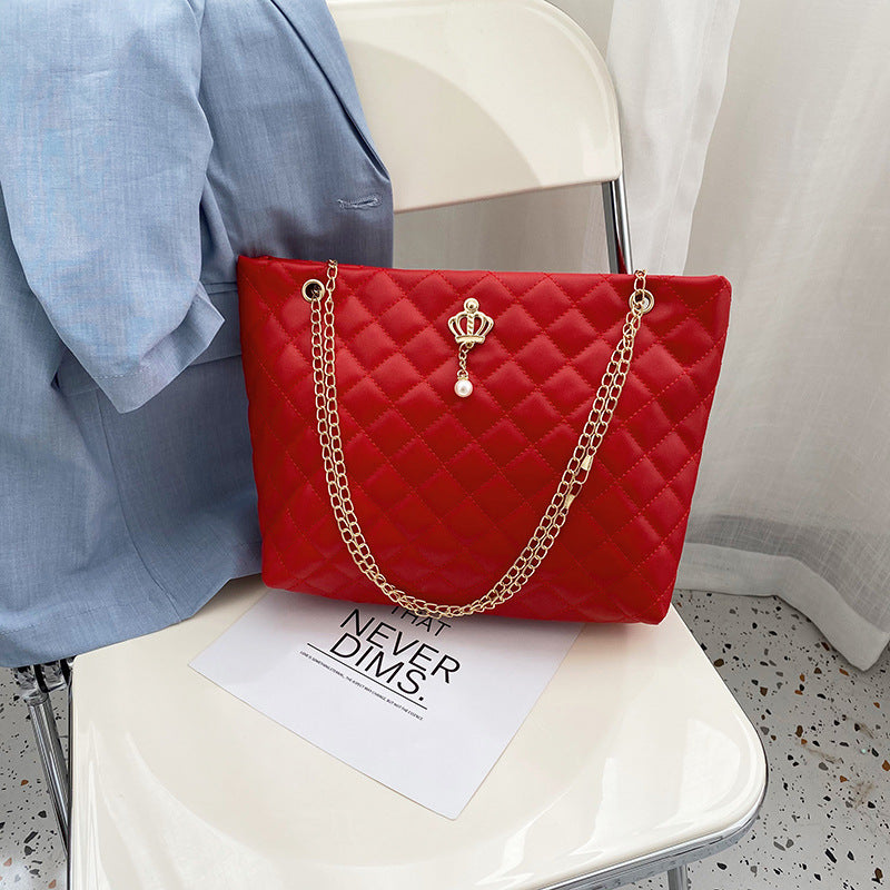Fashion Diamond Embroidered Personalized Crown Hardware Decoration Tote Bags