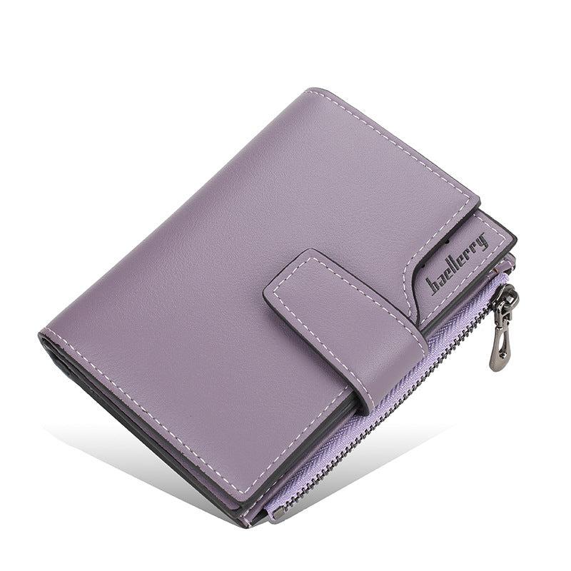 Women's Leather Short Korean Style Multiple Slots Zipper Hasp Ladies Wallet