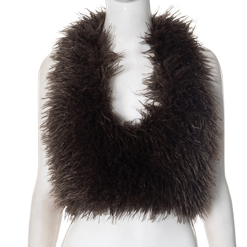 Hot Fashion Sexy Big Backless Fur Vests