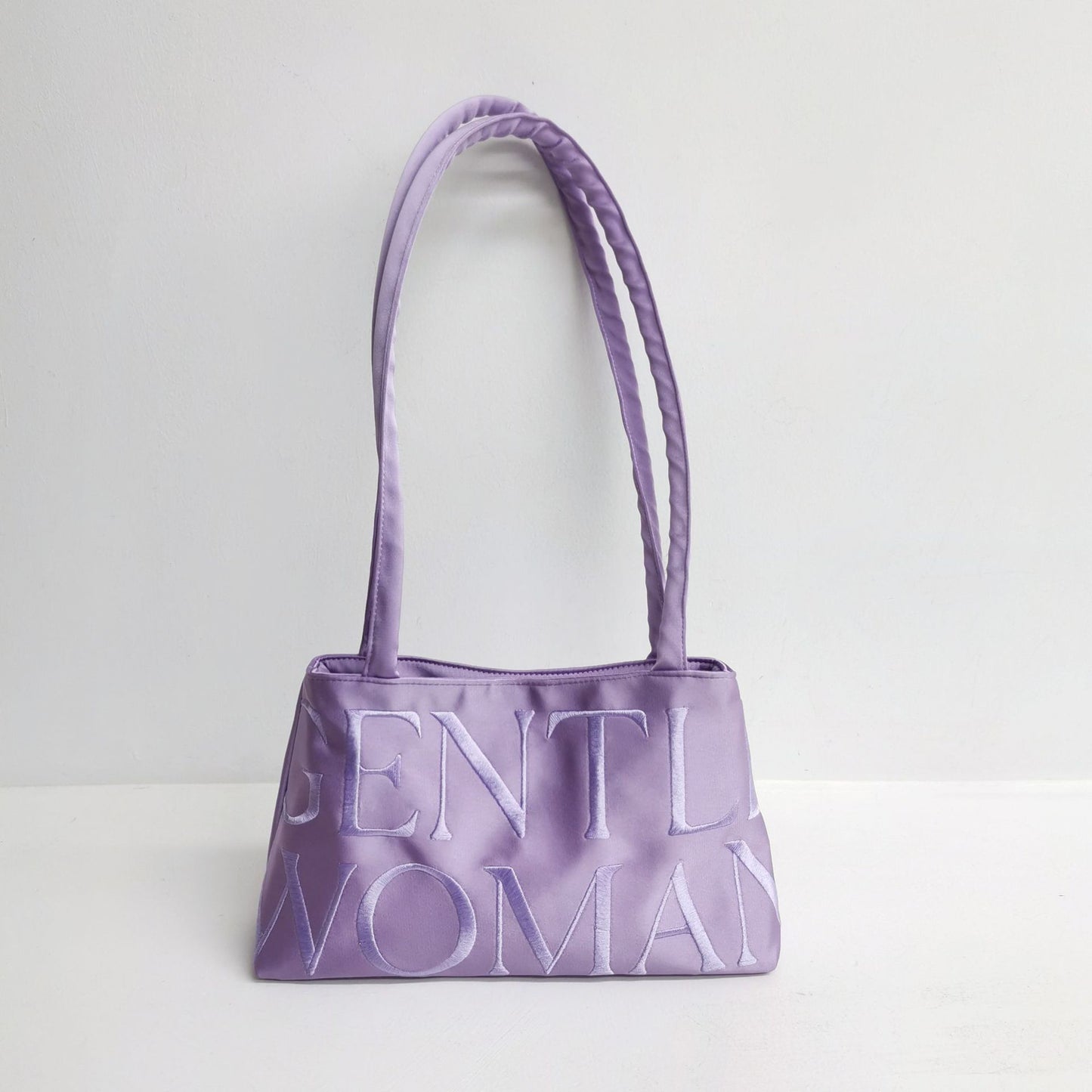 Thailand Trendy Lady Design Satin Letter Embroidery Shoulder Bags
