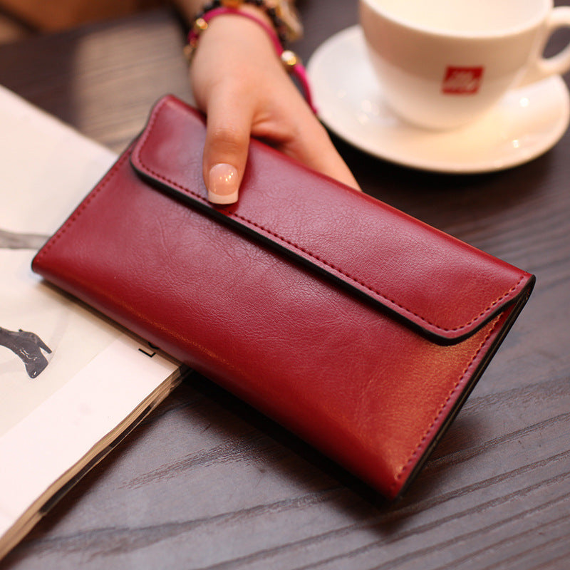 Women's Fashion Long Business Cowhide Thin Simple Ladies Wallet