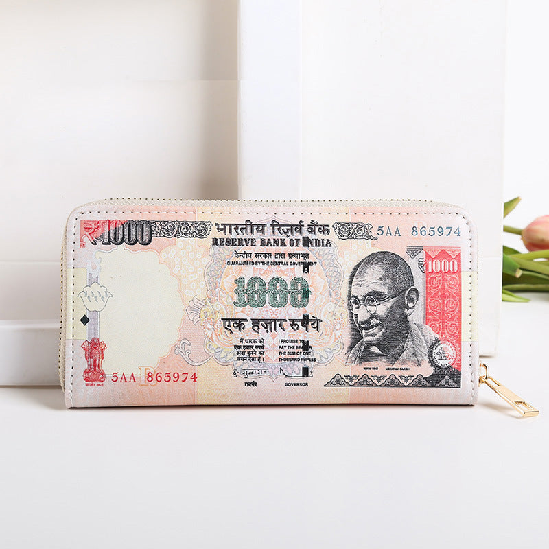 Money Pattern Usd Euro Funny Fun Large Capacity Card Holder