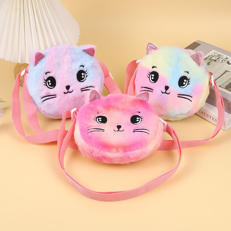 Women's & Men's Korean Cartoon Cute Plush Cat Storage Women's Messenger Bag