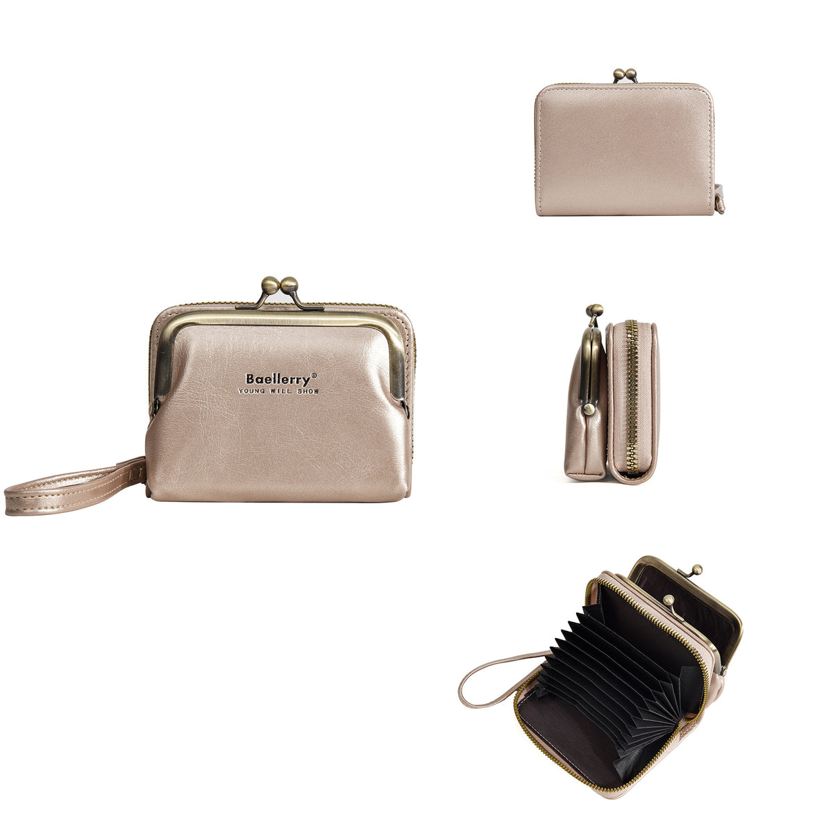 Women's Wax Leather Multiple Slots Expanding Mini Card Holder