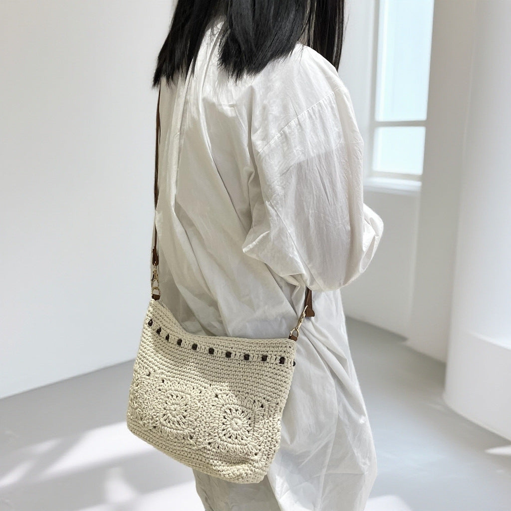 Women's Summer Cotton Thread Woven Large Capacity Ethnic Style Seaside Bags